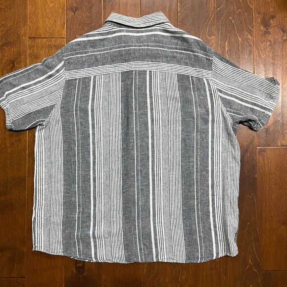Cubavera Casual Big & Tall Striped Grey Button Front Shirt Men's Size 2XLT - Picture 4 of 7